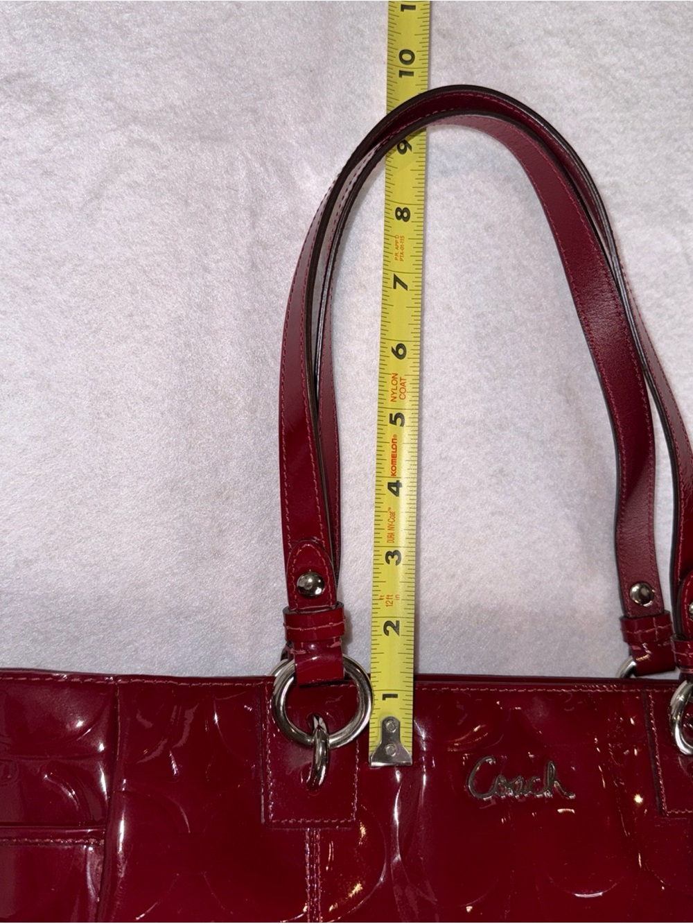 Vintage Coach Red Patent Leather Tote Bag Y2K Retro - Picture 6 of 14